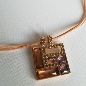 Swarovski necklace pendant beige suade 9 inch